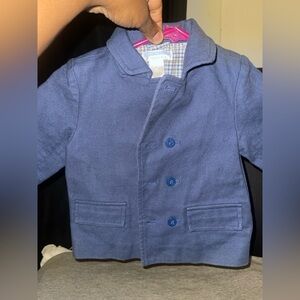 Janie & Jack Layette Boys Pea Coat Blue Button Jacket 6 - 12 Months NWOT
